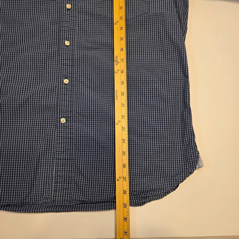 Tommy Hilfiger Mens Blue White Micro Check Cotton Button Down Shirt Large L - Picture 8 of 8